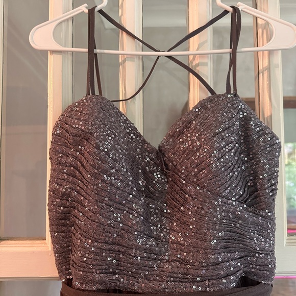 BHLDN “Isadore” Pewter Grey Sparkle and Tulle Dress - Picture 5 of 6